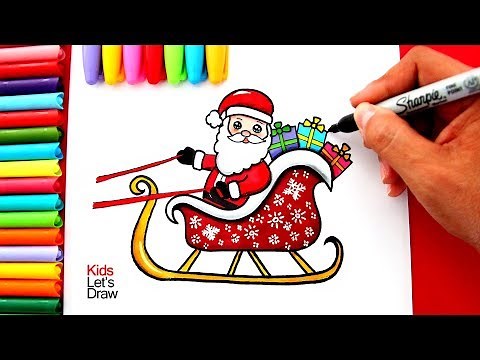 Aprende a dibujar a PAPÁ NOEL EN SU TRINEO Kawaii | How to Draw a Cute Santa Claus on his Sleigh