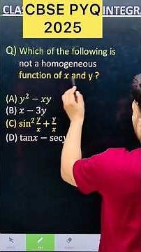 Q) Which of the following is not a homogeneous function of 𝑥 and y (A) 𝑦^2−𝑥𝑦(B) 𝑥−3𝑦(C) si
