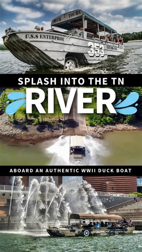 Grab a front row seat to Chattanooga's most exciting adventure! 🎖️Climb aboard our fully-restored WWII Duck Boat to ride around downtown before splashing into the Tennessee River. Do not miss out on this one-of-a-kind opportunity! | Chattanooga Ducks
