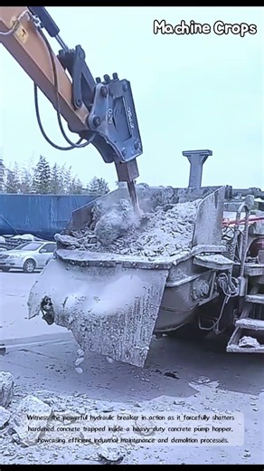 Clearing Hardened Concrete with a Hydraulic Breake