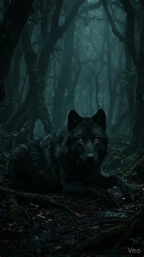 Black Wolf Stares in Silence 🌑 Intense Forest Moment #Shorts #Wolf #Wildlife
