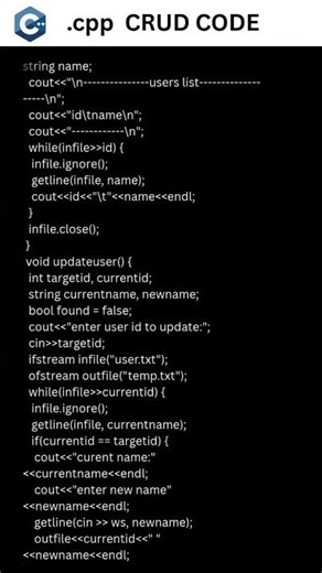 CRUD Operations in C++ | Create Read Update Delete Using File Handling