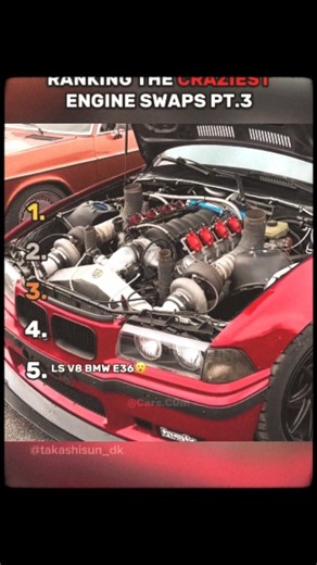 AR. Creation on Instagram: "Ranking the carziest engine swaps pt.3... 🚀🚀😱😱👀👀 #foryou #trending #viral #video #ranking #engine #swaps #cars #carcare #the #shorts #bmw #toyota #supra #nissan..."