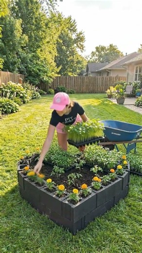 I Built a Heart-Shaped Garden Bed Using Cinder Blocks! ❤️ | DIY Backyard Transformation