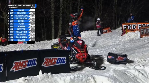 🏆 Emil Harr owns the night at the 2025 AMSOIL Snocross National! He takes the Friday night Pro Triple Crown win and clinches his 2nd straight #Snocross Championship! | FloRacing