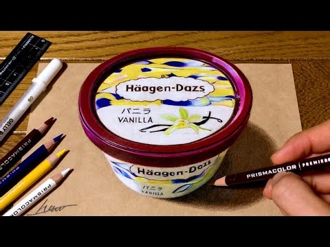 鉛筆画 ハーゲンダッツをリアルに描いてみた | Pencil Drawing Häagen-Dazs