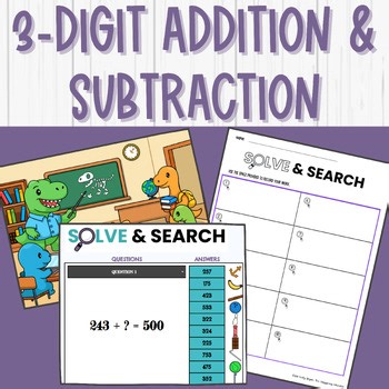 3 Digit Addition & Subtraction with Regrouping | Find the Missing Addend Game