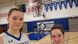 Emma Stalzer and Lauryn Hill after Colo-NESCO's 44-27 victory over Dunkerton in the 1A regional quarterfinals Tuesday at Colo. The Royals take an 18-5 record into the semifinals versus East Buchanan (16-7) on Friday at Eldora. Stalzer with 14 points and Hill 8 for the Royals against Dunkerton. | Nevada Journal
