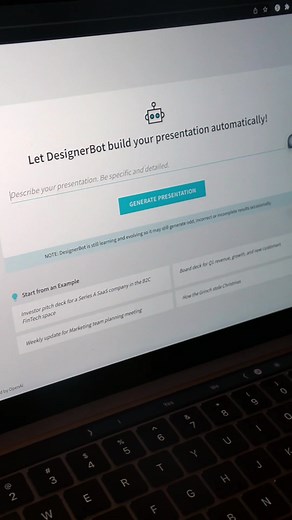 No idea where to start with your presentation? Try out our new DesignerBot 🤖 feature! #beautifulai #generativeai #presentation #powerpoint #chatgpt