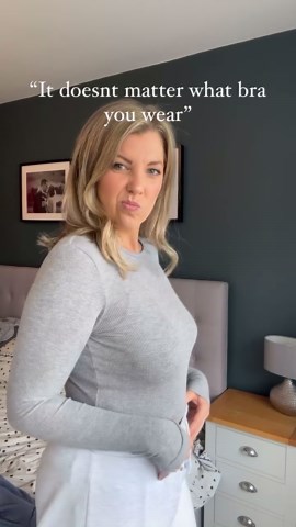 Chantelle Garrood ~ Bra Expert and Body Confidence on Instagram: "Have you seen the difference 🤯 In the first clip I’m wearing an ill-fitting, 36DD t-shirt bra which makes my boobs look saggy and unsupported… in the last clip I’m wearing my true size of a 32H and just look at that lift!! My b00bs must be a good 2-3 inches higher! I also think they actually look smaller in the correctly fitting bra? What do you think? So if you’re struggling with your bra size or if you don’t think your b00bs ar