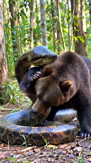 VideoAnimal | Brown Bear vs Giant Python — Can It Break Free? #bear #python #wildlife #survival #epicmoment | Instagram