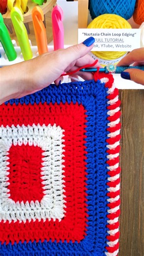239K views · 2.3K reactions | The crochet loop border looks nice along the edge of items like this red white and blue placemat. It's an easy pattern consisting of a chain 5 followed by a single crochet stitch. #reels #crochet #knitting #artwork #yarn #embroidery #Holidays #tutorial #pattern #makingmemories #naztazia | Naztazia | Facebook