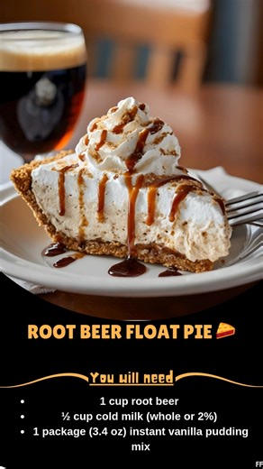 Root 🦆 Beer Float Pie 🥧 Indulge in the nostalgic flavors of a classic root beer float with this delightful Root Beer Float Pie. Made with creamy vanilla pudding infused with the essence of root beer and topped with fluffy Cool Whip, this frozen treat is sure to be a hit at any gathering. Ingredients: - ¾ cup root beer - ½ cup milk ..... Full Recipe in Coʍmеոτ 💬 💒 | Mommy Needs A Recipe