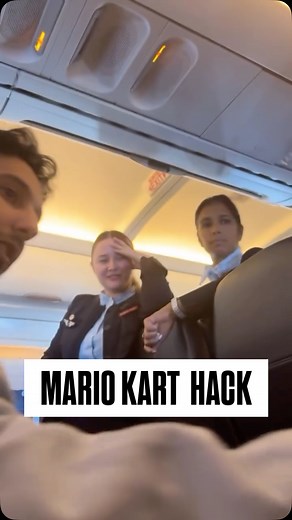 FRENCH TWINS on Instagram: "We hacked the airplane screens… to play Mario 🎮✈️😂"