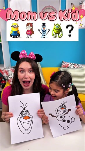 Cartoon Drawing Challenge 🎨 Mom vs Kid #shorts #fun #art