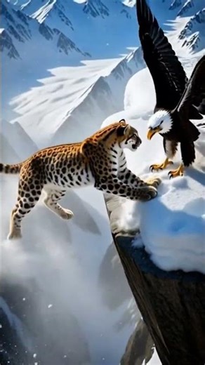 Snow Leopard vs Giant Eagle | Deadly Clash on Himalayan Cliffs (Cinematic 4K) #trendingshorts #fyp