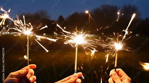 Sparkler fireworks display. Perfect for celebrations, holidays, and festive content featuring bright sparkling lights Stock Video