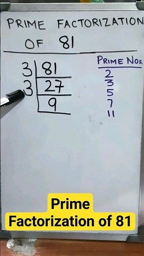 Prime Factorization of 81 | PRIME FACTORS OF 81