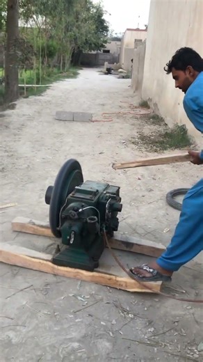 small man new diesel engine start with