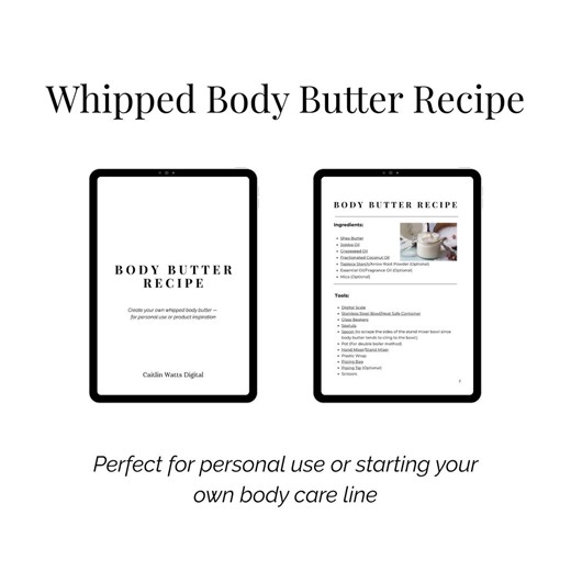 Whipped Body Butter Recipe | Digital Download | DIY Body Care Guide for Personal or Small Business Use - Etsy