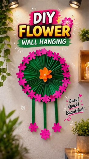 DIY Paper Flower Wall Hanging 🌸 | Easy Room Decor Craft #shorts#youtubeshorts