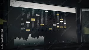 Examining the prices of multiple companies share in online finance market. Watching the online price change chart of the investment shares. Choosing profitable share after online price graph analysis.