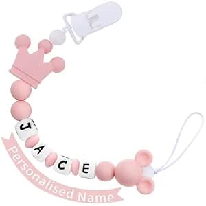 Personalized Pacifier Clip with Name Custom Pacifier Holder with Name Newborn Baby Gift Sets (Crown)