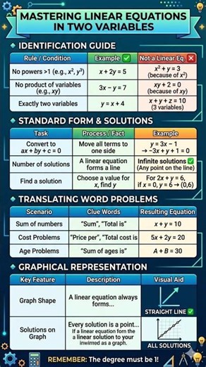 Linear Equations In Two Variables#important#10thclass#concepts #music