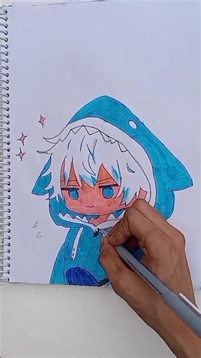 Cute Shark Hoodie Anime Drawing | Easy Step-by-Step Tutorial #AnimeDrawing #SharkHoodie