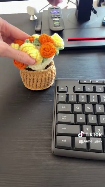 Handmade Crochet Flower Bouquet Coaster for Desk