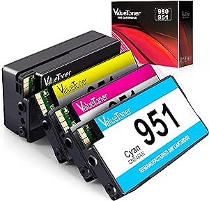 Valuetoner Remanufactured Ink Cartridge Replacement for HP 950 951 for Officejet Pro 8100 8600 8615 8620 8630 8660 251dw (1 Black,1 Cyan,1 Magenta,1 Yellow)