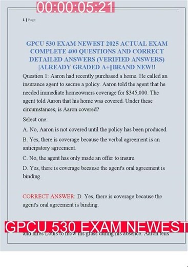 GPCU 530 EXAM NEWEST 2025 ACTUAL EXAM COMPLETE0001