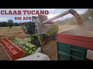 Baptiste at the wheel of a Claas Tucano 440 combine harvester