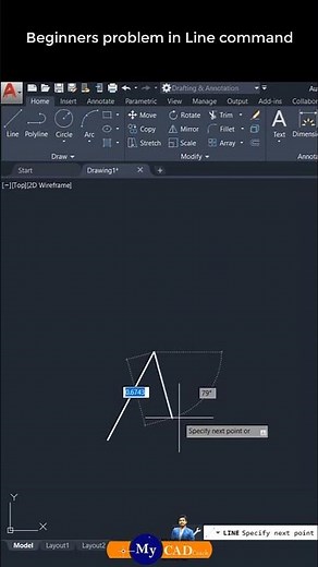 Problem in using Line command in AutoCAD 👌 #microcadd #autocad #shorts