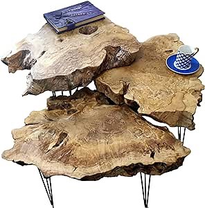 Live Edge Coffee Table Olive Rustic Nesting Table Set of 3