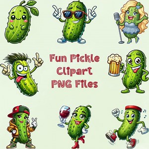 Fun Pickle Clipart PNG Bundle: Commercial & POD Use (digital Download) - Etsy