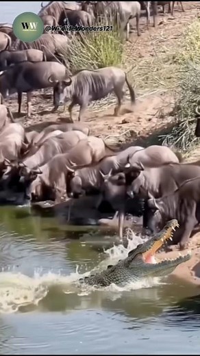 Crocodile Ambush on Thirsty Wildebeest | Unbelievable River Attack Caught on Camera