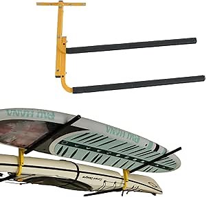 Suspenz Kayak Storage Rack, Ceiling/Under Deck Garage Hanger for 2 Kayaks and SUPs, Yellow, 11-7800