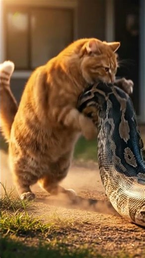 ANIMAL FIGHT CAT VS PYTHON SNAKE #shorts #cat #python