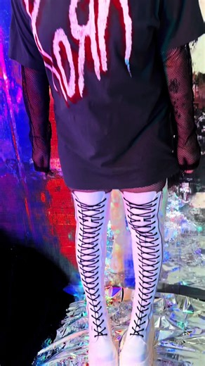 sometimes the boots ARE the outfit 🙂‍↕️🤍💿🖤 for reference model has a 21” thigh! #demonia #demoniashoes #alt #platforms #festival