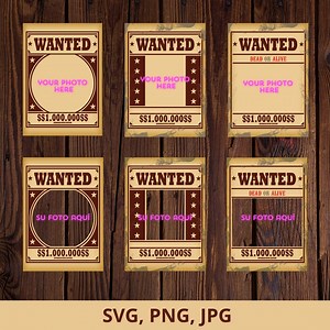 WANTED Poster, Download, DIY Blank WANTED Poster Printable, Space for Photo, Crime, Name, Cowboy Birthday Party Wedding Favor Picture Frame, - Etsy