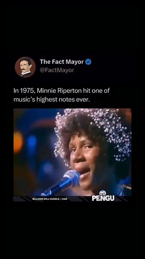 Fact Mayor on Instagram: "Minnie Riperton, celebrated for her extraordinary five-octave vocal range, remains one of the most iconic voices in music history. Her ability to reach incredibly high notes, such as the F#7, set her apart as a singer capable of extraordinary vocal feats. Riperton’s technique and control allowed her to effortlessly navigate between her chest voice, head voice, and whistle register, creating a sound that was both ethereal and emotionally powerful. In this particular perf