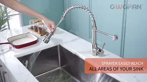 LED Light Kitchen Faucet with Pull Down Sprayer Sus304 Stainless Steel Industrial Single Handle Faucet for Farmhouse Camper Laundry Utility Rv Wet Bar Sinks Brushed Nickel 9003SN