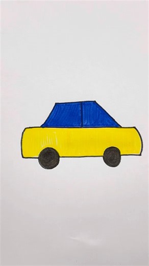 Color it. Drive it. 🚗Simple drawing, happy mood 🎨Blue roof, sunny mood 💙 #art #coloringadventure