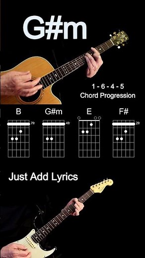 B Major Chord Progression on Guitar (1 - 6 - 4 - 5)