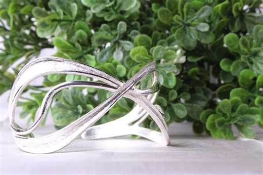 Solid Sterling Silver Wave Cuff Bracelet, Dual Finish Statement Jewelry - Etsy
