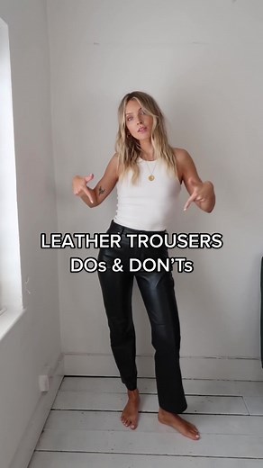 Some of my thoughts & tips on how to style leather trousers 😁 the cropped pair are Nanushka and the longer pair are Zara, both purchased last year #leathertrousers #leatherpants #leatherpantsoutfits #leathertrousersoutfit #stylingtips #styleadvice #fyp