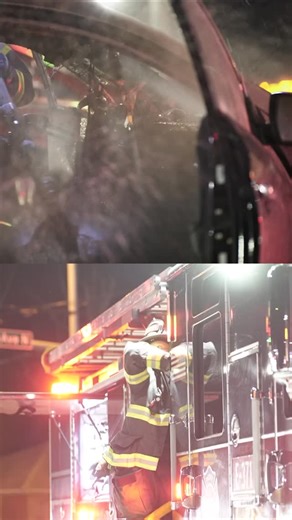 At approximately 10:07 this evening Engine 371 was dispatched to a car fire at James & Washington in Kent. Once on they quickly put water on the fire, but were unable to penetrate the engine compartment with the attack line alone. So the hot saw was brought out and put to work successfully opening the compartment. The fire was out, with just under a 1/4 tank left on the engine. Traffic mostly seemed to understand, beside a few buttholes who decided to honk and yell, like their day was more impor