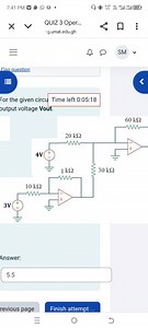 For the given circuit, what is the output voltage Vout?A circ... | Filo