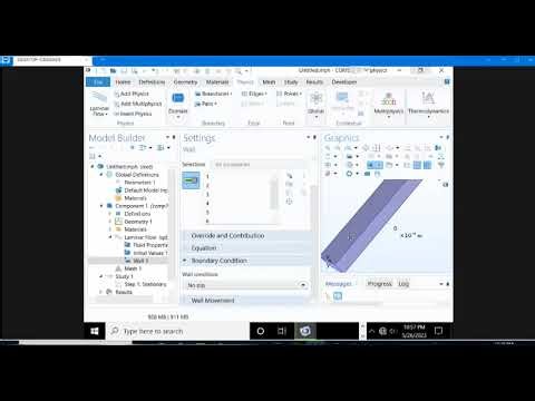 Comsol tutorial E01: Liminar flow simulation of fluid flow within a microchannel